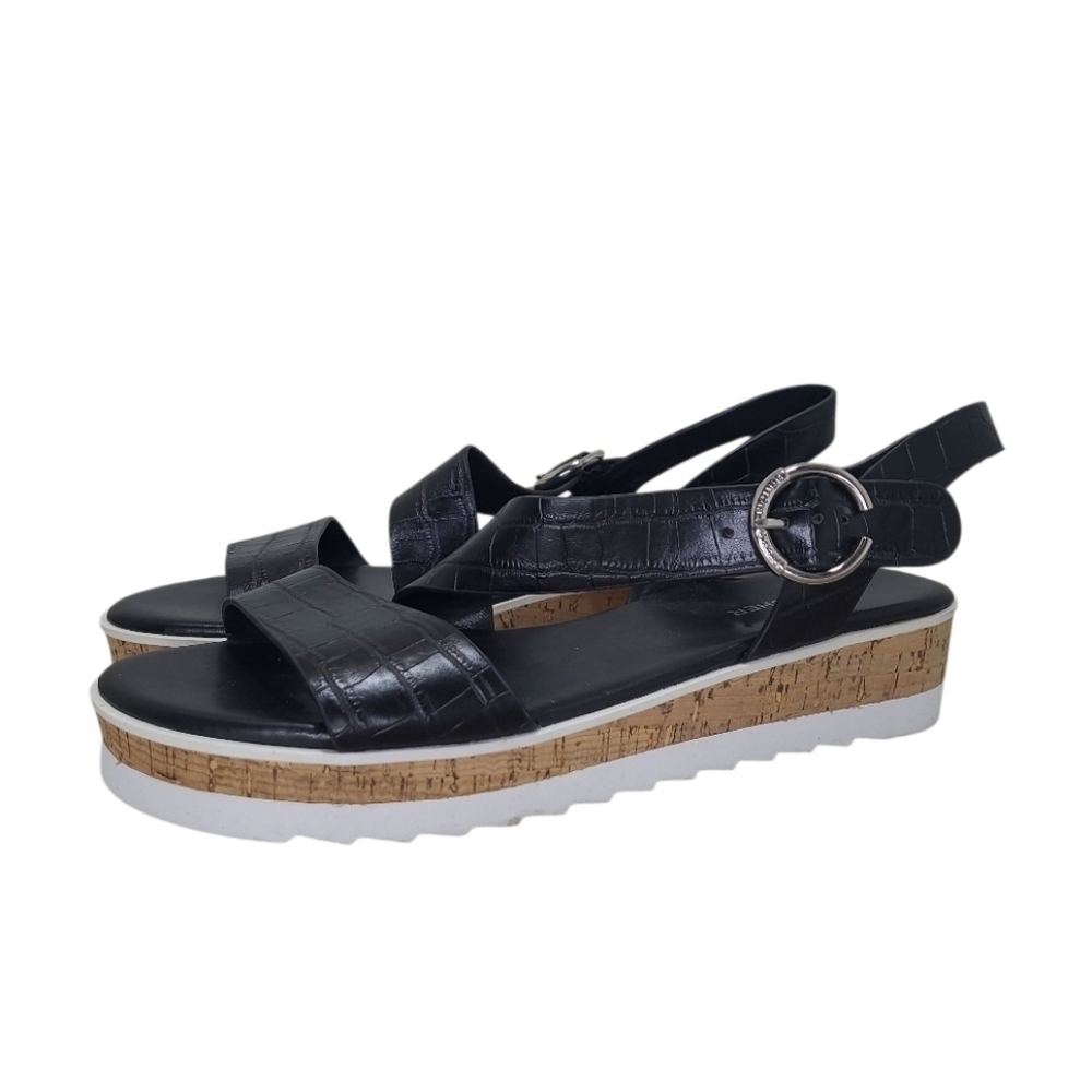 Marc Fisher Grandie Wedge Sandal  Black Croc Print Size 9.5 M - Picture 7 of 11